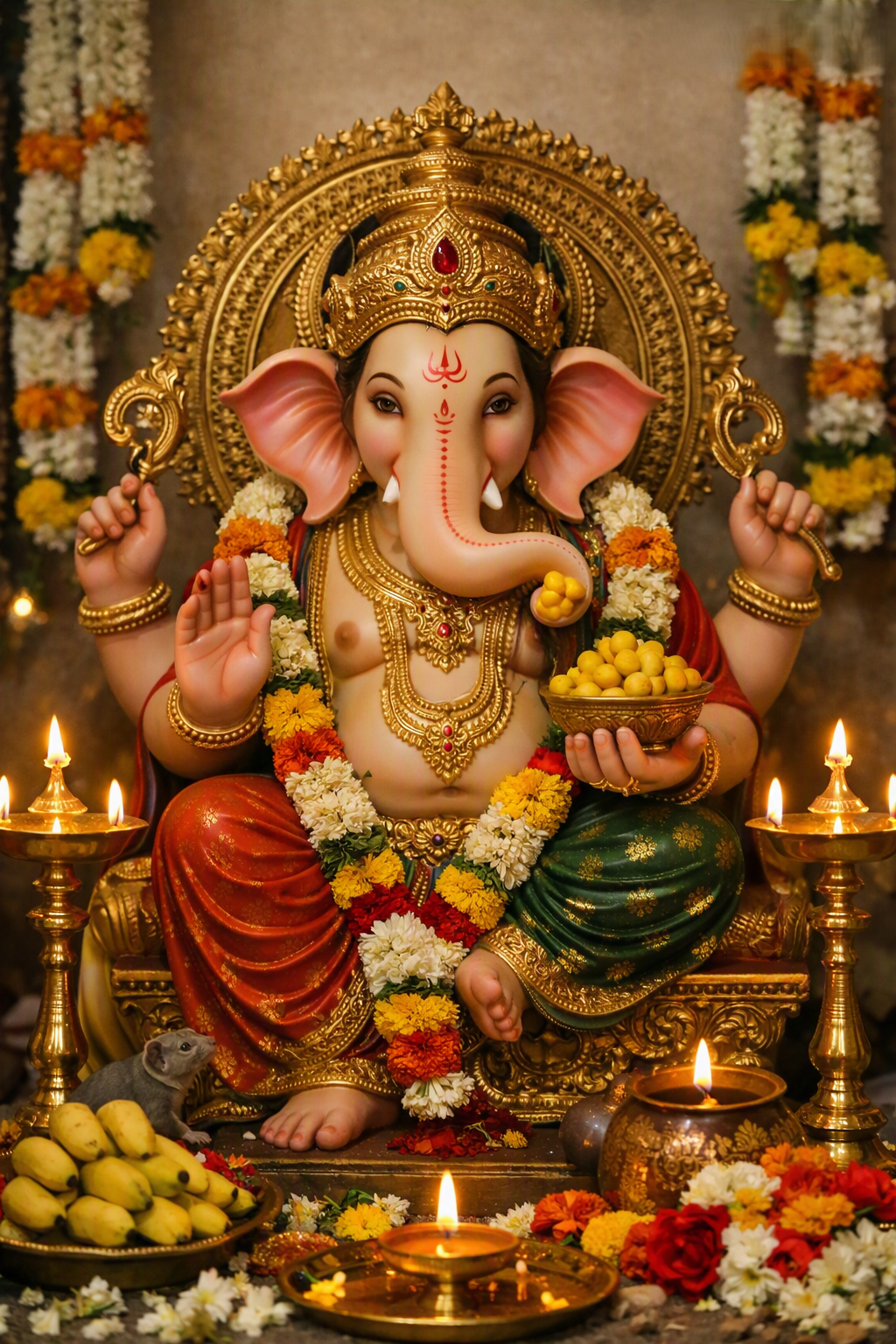 Lord Vinayaka seated on a lotus for festival and celebration catering